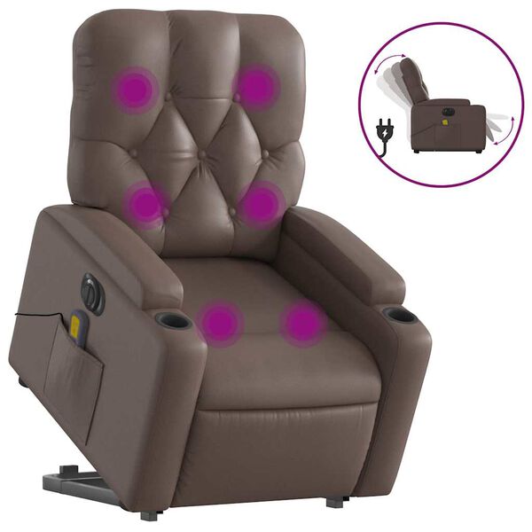 vidaXL Fauteuil inclinable de massage &eacute;lectrique marron similicuir