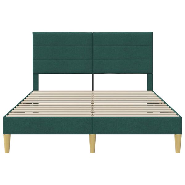 vidaXL Cadre de lit avec t&ecirc;te de lit Vert fonc&eacute; 120 x 190 cm tissu