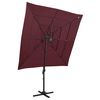vidaXL Parasol de jardin &agrave; 4 niveaux m&acirc;t en aluminium rouge bordeaux