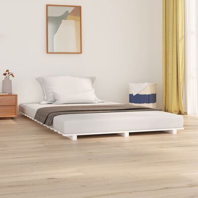 vidaXL Cadre de lit blanc 140x190 cm bois de pin massif