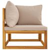 vidaXL Canapé d'angle sectionnel et coussins taupe bois massif acacia