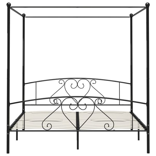 vidaXL Cadre de lit sans matelas avec baldaquin noir 180x200 cm métal