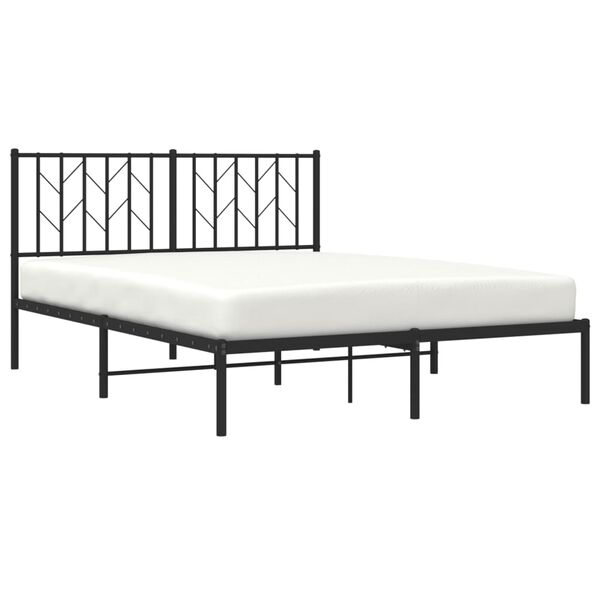 vidaXL Cadre de lit m&eacute;tal sans matelas avec t&ecirc;te de lit noir 140x200cm