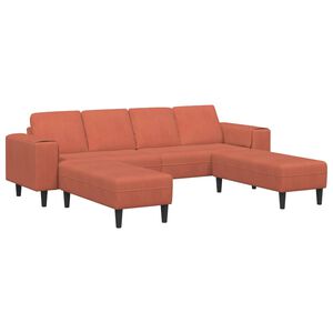 vidaXL Canap&eacute; Rouge orange 250 x 188 x 76 cm Tissu en velours c&ocirc;tel&eacute;