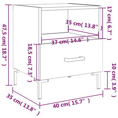 vidaXL Tables de chevet 2 pcs chêne marron 40x35x47,5 cm