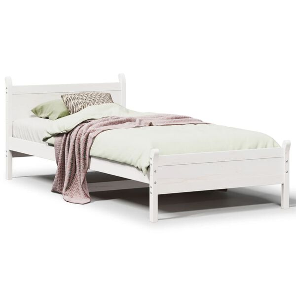 vidaXL Cadre de lit sans matelas blanc 75x190 cm bois de pin massif