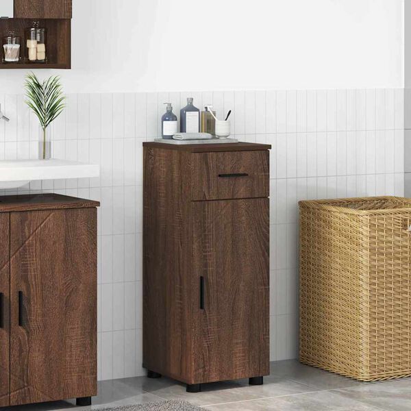 vidaXL Cabinet de salle de bain avec tiroir Ch&ecirc;ne brun 30 x 35 x 80 cm