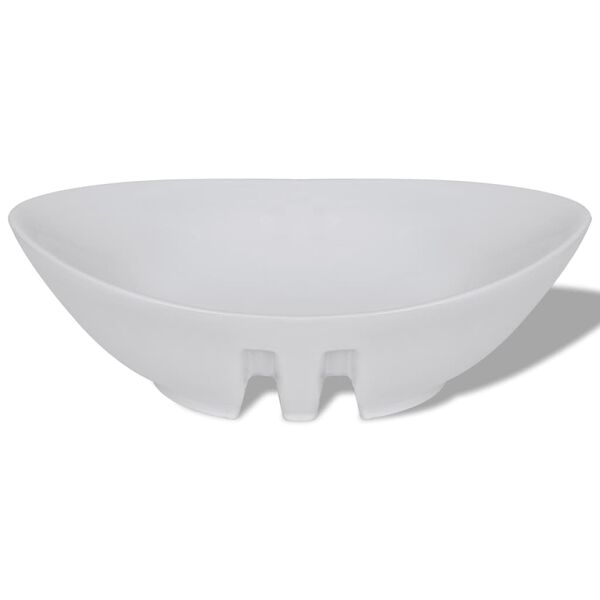 vidaXL Lavabo ovale en c&eacute;ramique avec trop-plein 59x38,6 cm