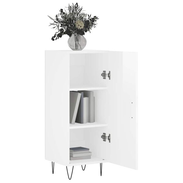 vidaXL Buffet Blanc brillant 34,5x34x90 cm Bois d'ing&eacute;nierie