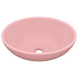 vidaXL Lavabo ovale de luxe Rose mat 40x33 cm C&eacute;ramique