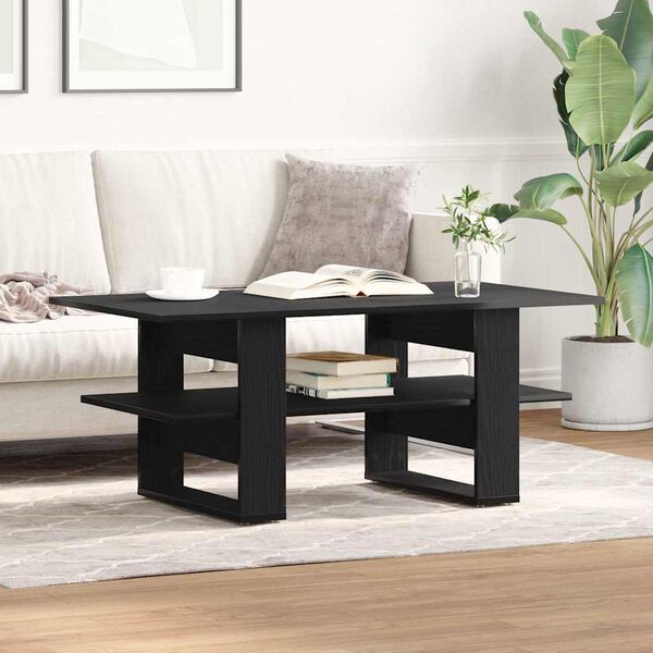 vidaXL Table basse Ch&ecirc;ne noir 102 x 55 x 42 cm Bois d'ing&eacute;nierie