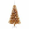 vidaXL Sapin de Noël avec 150 LED avec support Doré 150 cm PET