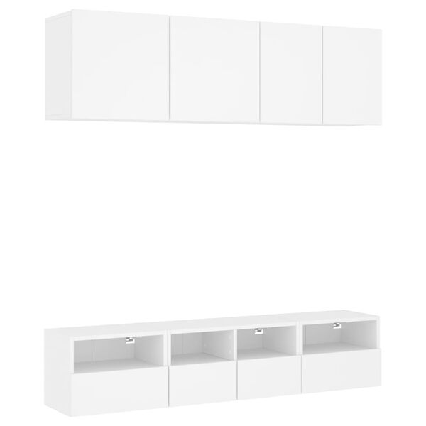 vidaXL Unit&eacute;s murales TV 5 pcs blanc bois d'ing&eacute;nierie