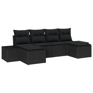 vidaXL Ensemble de canap&eacute; de jardin avec coussin 4 pcs Noir polyrotin
