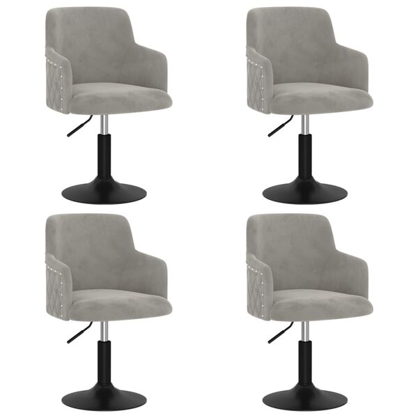 vidaXL Chaises &agrave; manger pivotantes lot de 4 Gris clair Velours