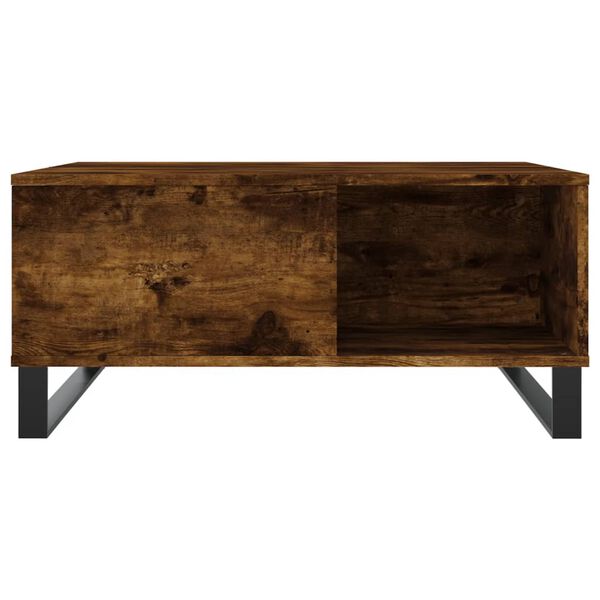 vidaXL Table basse ch&ecirc;ne fum&eacute; 80x80x36,5 cm bois d'ing&eacute;nierie