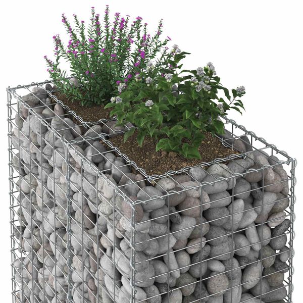 vidaXL Lit sur&eacute;lev&eacute; gabion Argent&eacute; 90 x 50 x 80 cm Acier galvanis&eacute;