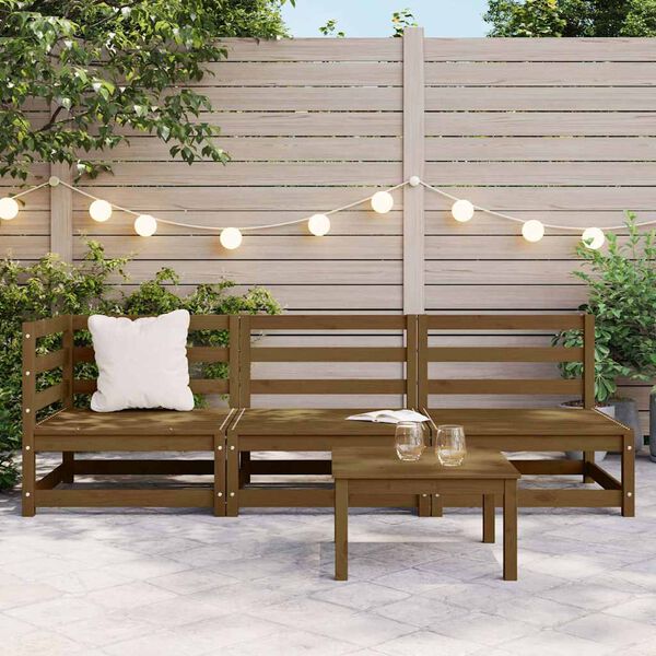 vidaXL Salon de jardin 3 pcs marron miel bois de pin massif