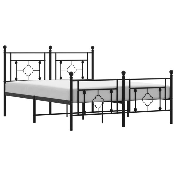 vidaXL Cadre de lit m&eacute;tal sans matelas avec pied de lit noir 140x190cm