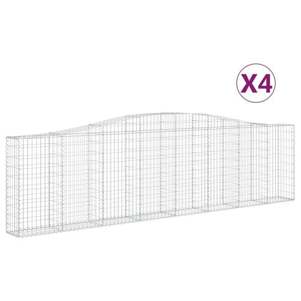 vidaXL Paniers &agrave; gabions arqu&eacute;s 4 pcs 400x30x100/120 cm Fer galvanis&eacute;