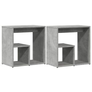 vidaXL Tables d'appoint 2 pcs gris b&eacute;ton 50x30x50 cm bois d'ing&eacute;nierie