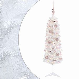 vidaXL Sapin de No&euml;l artificiel &eacute;troit avec boules 150 cm 150 LED