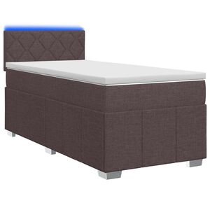 vidaXL Lit boxspring avec matelas Marron fonc&eacute; 90 x 200 cm Tissu