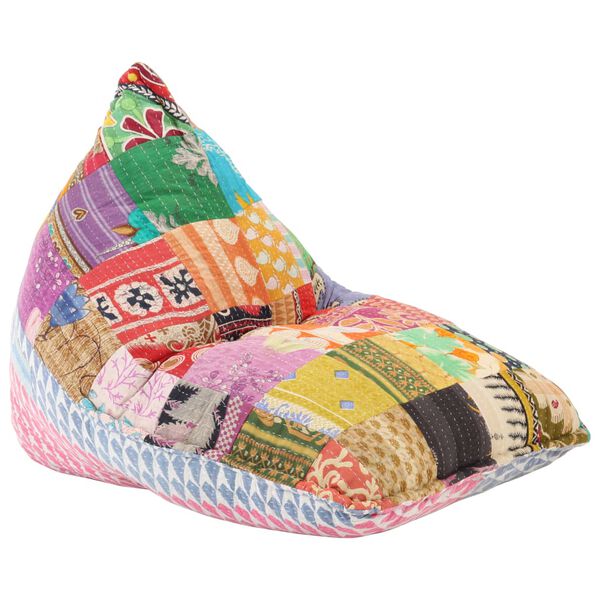 vidaXL Canap&eacute; pouf Multicolore Tissu Patchwork