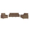 vidaXL Ensemble de canap&eacute;s 3 pcs avec coussins Marron Tissu
