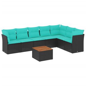vidaXL Salon de jardin 8 pcs avec coussins noir r&eacute;sine tress&eacute;e