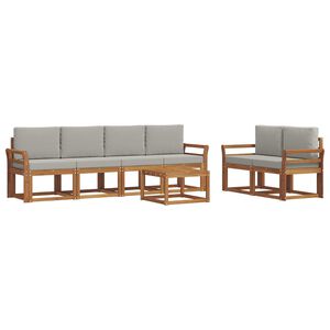 vidaXL Ensemble de canap&eacute;s d'ext&eacute;rieur 7 pc Gris Naturel et Clair