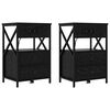vidaXL Cabinet de chevet avec tiroir 2 pcs Ch&ecirc;ne noir 40 x 31 x 60 cm