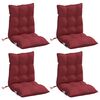 vidaXL Coussins de chaise &agrave; dossier bas lot de 4 rouge bordeaux