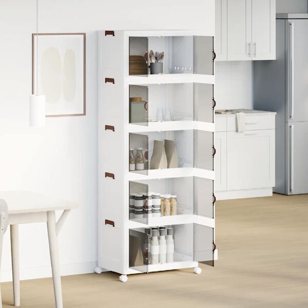 vidaXL Bo&icirc;te de rangement empilable avec roues &agrave; 5 niveaux 75 L