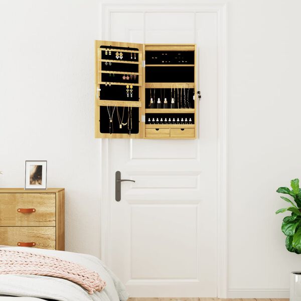 vidaXL Armoire &agrave; bijoux avec miroir et &eacute;clairage LED mural