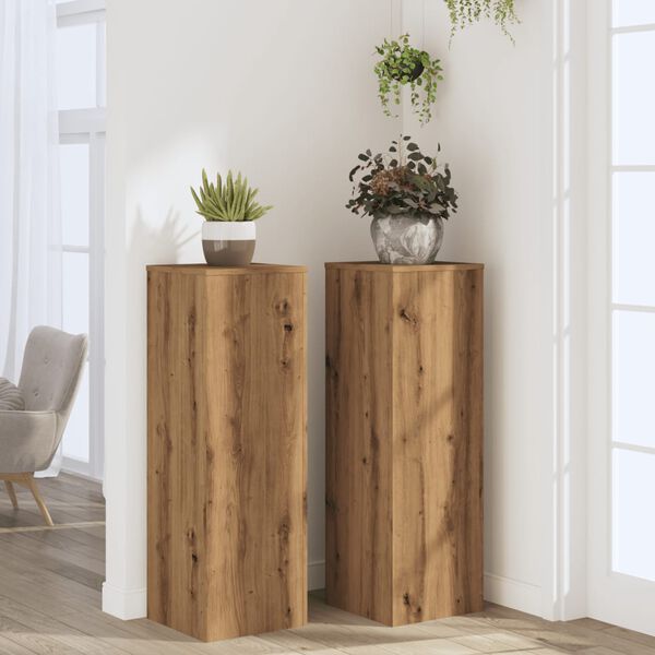 vidaXL Supports pour plantes 2 pcs ch&ecirc;ne artisanal bois d'ing&eacute;nierie