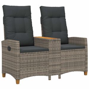 vidaXL Banc inclinable avec table 2 -Seater 126 x 65 x 112 cm
