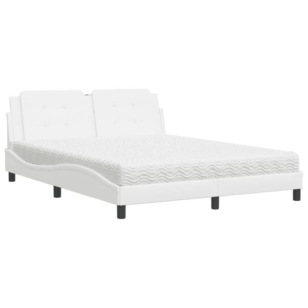 vidaXL Lit avec matelas Zadar blanc 160x200 cm similicuir