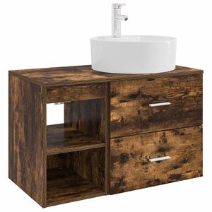 vidaXL Ensemble de mobilier de salle de bain 2 pcs Ch&ecirc;ne fum&eacute;