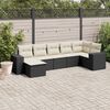vidaXL Salon de jardin 7 pcs avec coussins noir r&eacute;sine tress&eacute;e