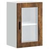 vidaXL Armoire murale de cuisine avec porte en verre Porto ch&ecirc;ne fum&eacute;