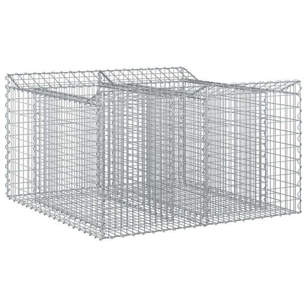vidaXL Lit sur&eacute;lev&eacute; gabion Argent&eacute; 100 x 100 x 60 cm Acier galvanis&eacute;