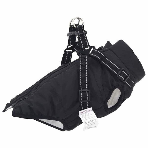 vidaXL Manteau pour chien avec harnais Noir M Fleece et Polyester