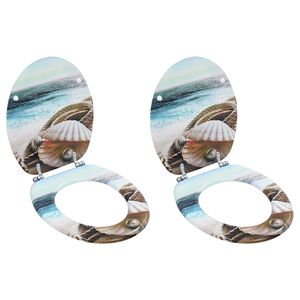 vidaXL Si&egrave;ges WC lot de 2 avec couvercles MDF Coquille