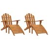 vidaXL Chaises de jardin Adirondack repose-pieds lot de 2 teck solide
