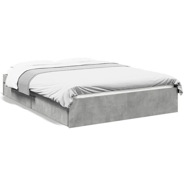 vidaXL Cadre de lit avec tiroirs sans matelas gris b&eacute;ton 120x190 cm