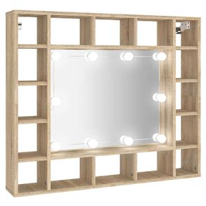 vidaXL Armoire de miroir avec LED Ch&ecirc;ne sonoma 91x15x76,5 cm