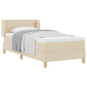 vidaXL Lit &agrave; ressorts avec matelas Cr&egrave;me 100 x 200 cm tissu