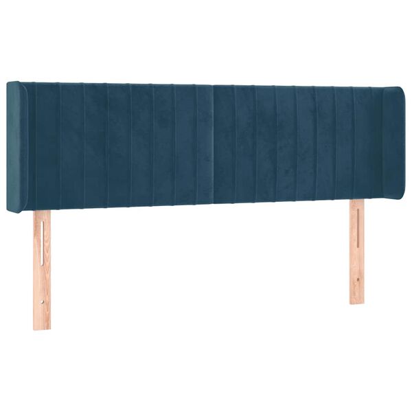 vidaXL T&ecirc;te de lit avec oreilles Bleu fonc&eacute; 147x16x78/88 cm Velours