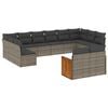 vidaXL Salon de jardin avec coussins 12 pcs gris r&eacute;sine tress&eacute;e